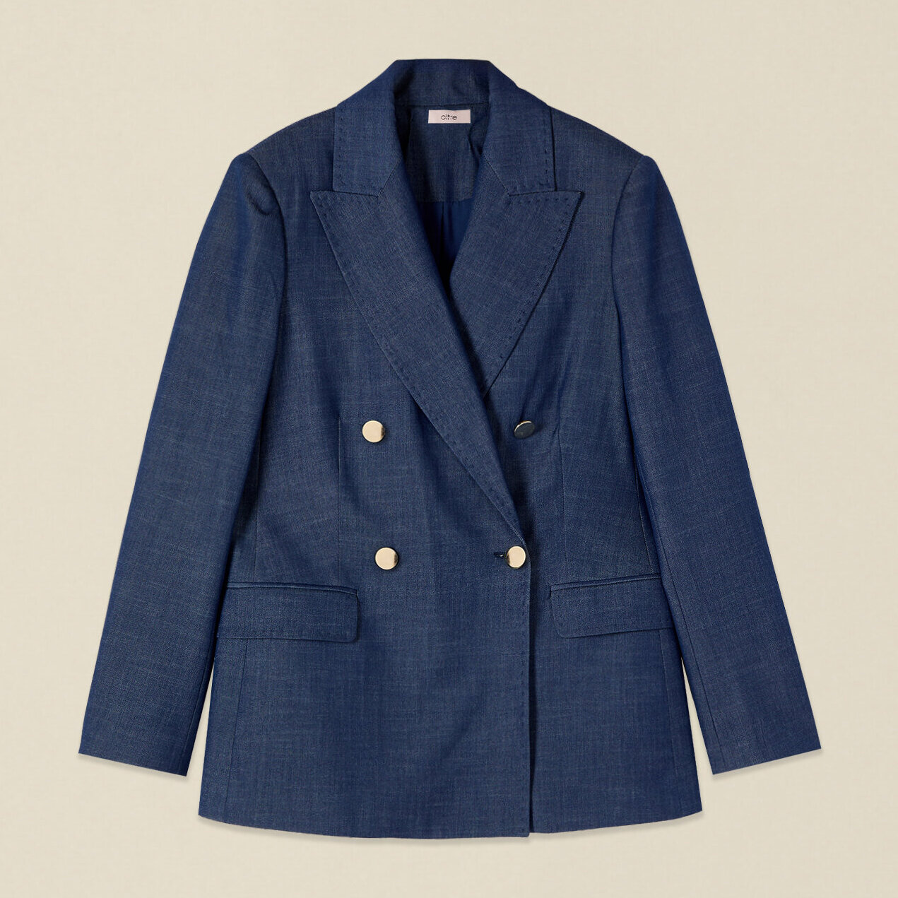 Oltre - Blazer cruzado efecto denim - Azul