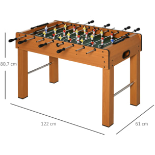 Mesa de Futbolín MDF Acero Inoxidable Plástico 122x61x80 7cm