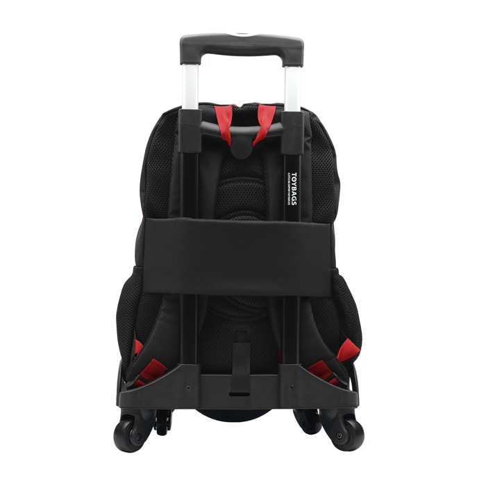 Naruto Cloud mochila primaria doble compartimento + carro  con protección lateral y stoper frontal, 4 ruedas multidireccionales.