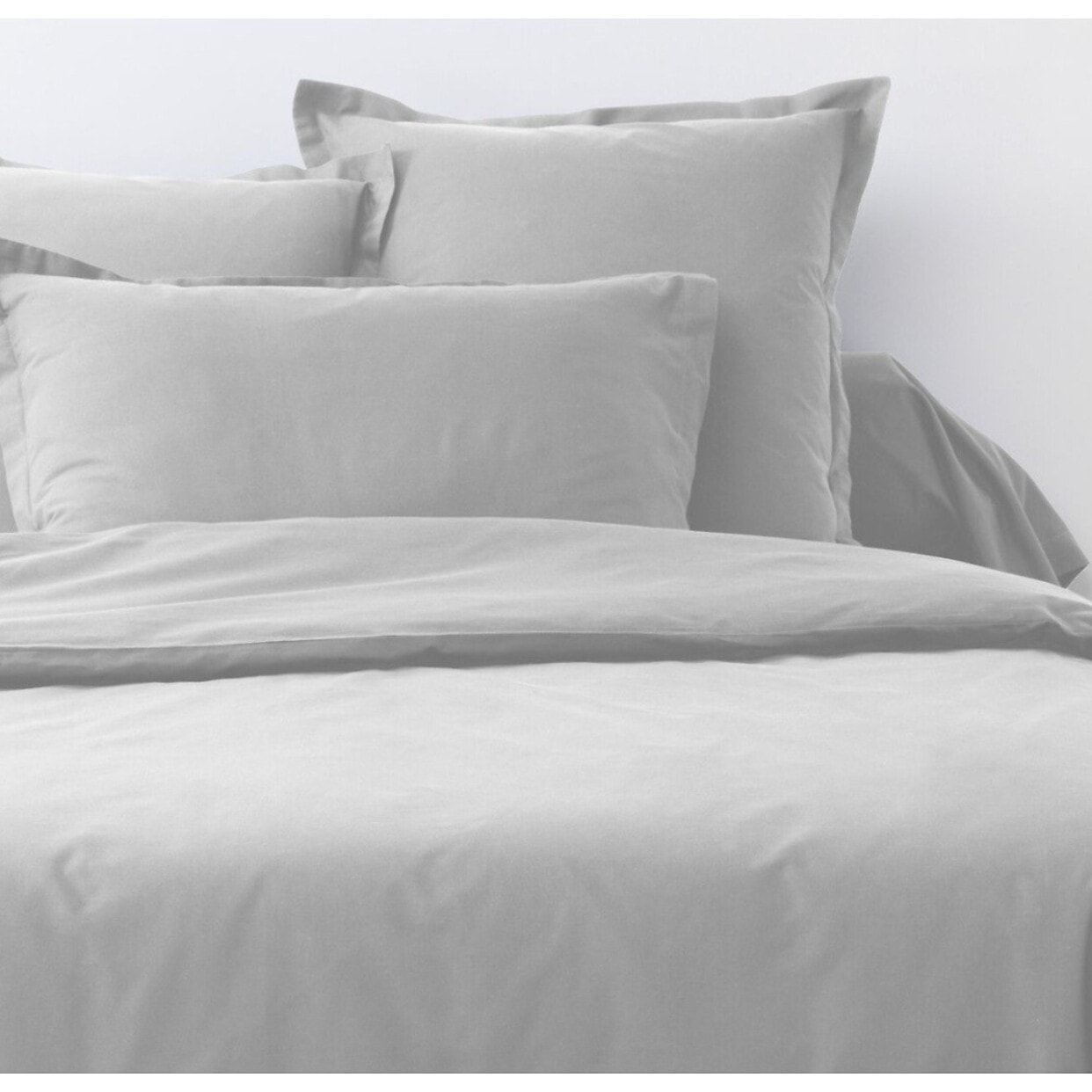 Parure De Drap 3pcs et Drap Housse 90x190cm Coton 57fils/cm2 Gris Clair