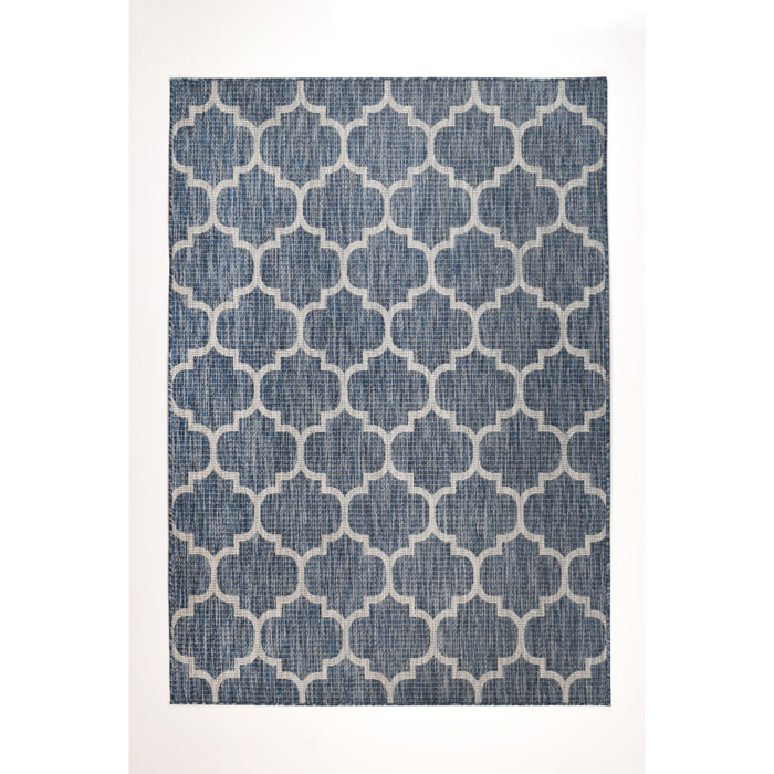 Moa- tapis d'extérieur bleu à motif gris