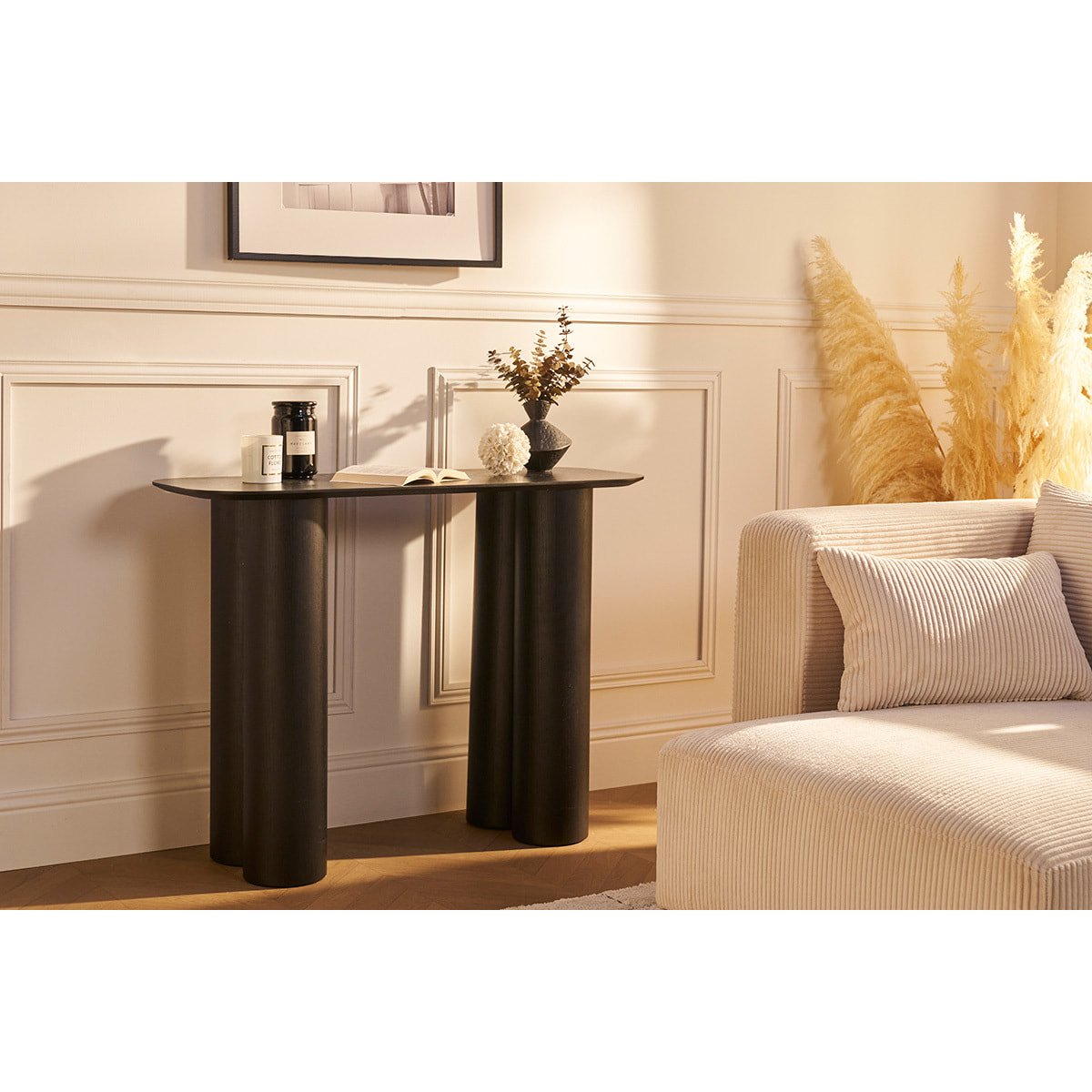 Console design en bois noir L100 cm FOLEEN