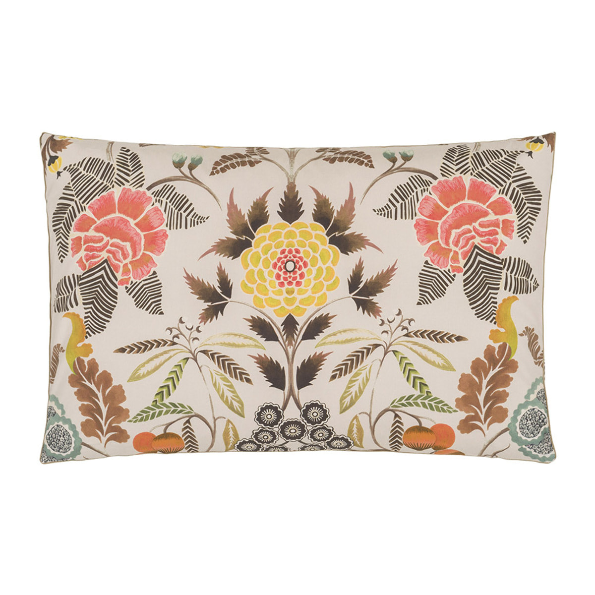 Taie d'oreiller imprimée en percale de coton, BROCART DECORATIF, Beige moyen