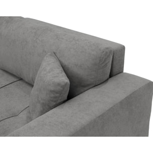 Nicole - Canapé d'angle réversible 5 places convertible avec coffre en tissu - Gris