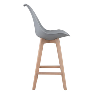 Lot de 2 tabourets scandinaves SVEN gris avec coussin
