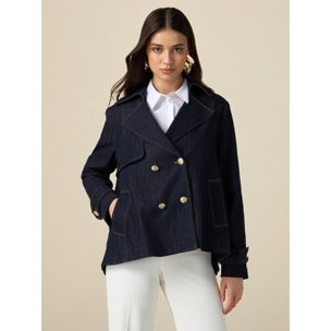 Oltre - Trench corto in denim - Blu