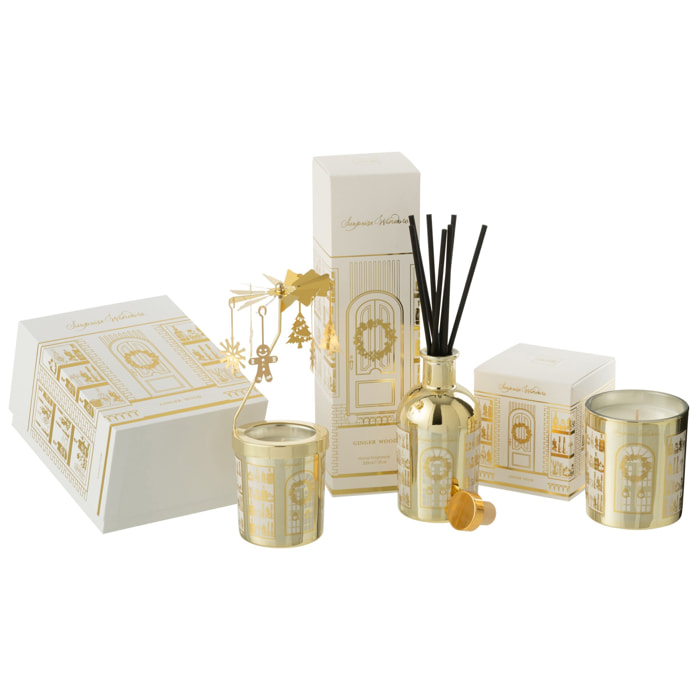 J-Line bougie parfumée Carousel Surprise Window - verre - blanc/or
