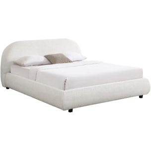 Lit avec tête de lit en tissu bouclé - MADDIE