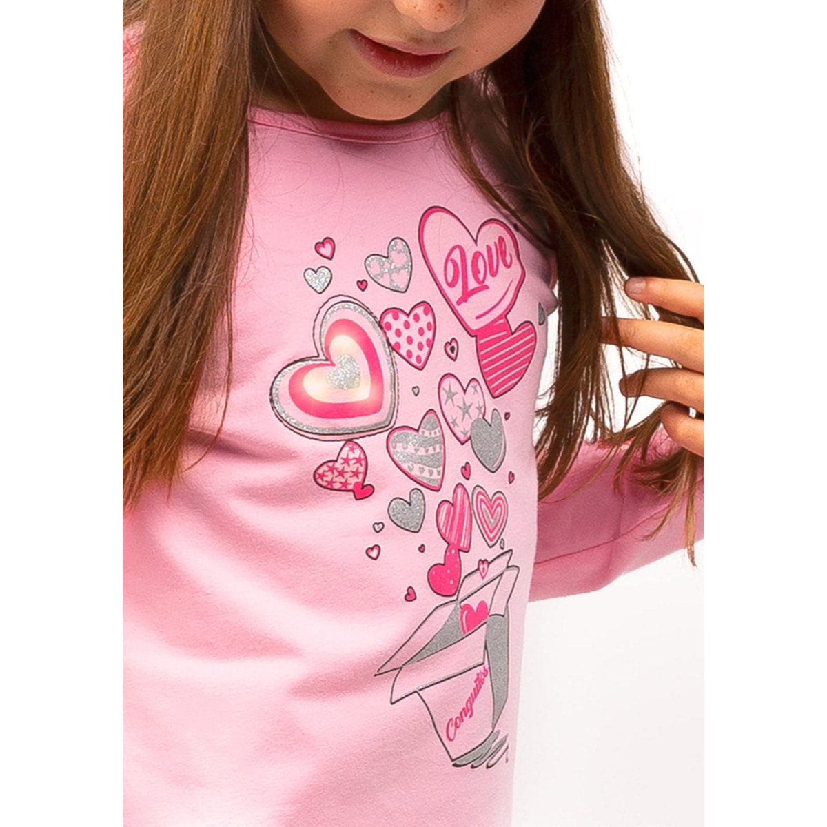 Maglietta a maniche lunghe da ragazza, rosa