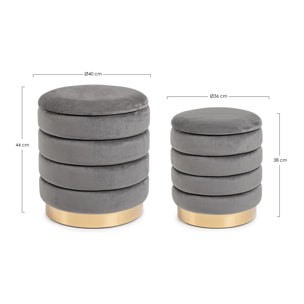 SET DI 2 POUF DARINA GRIGIO