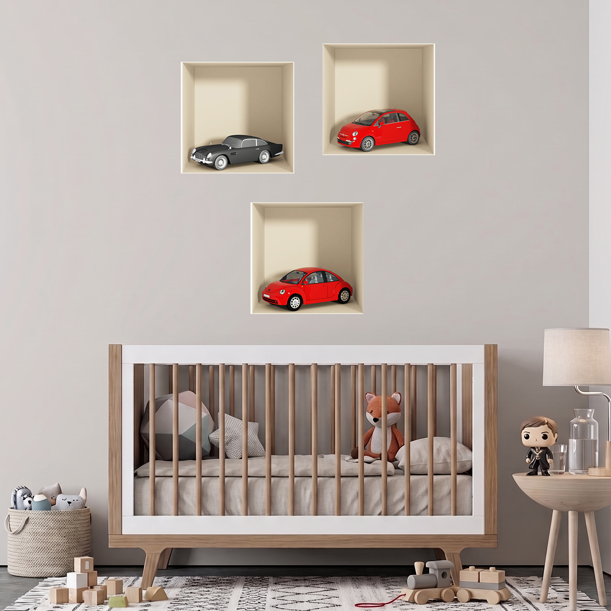 Stickers muraux 3D | Sticker Mural Autocollant effet 3D voitures - Stickers adhésifs 3D Chambre Salon Trompe l'oeil