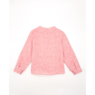 Camisa de manga larga roja. Cuello mao y bolsillo en el delantero.