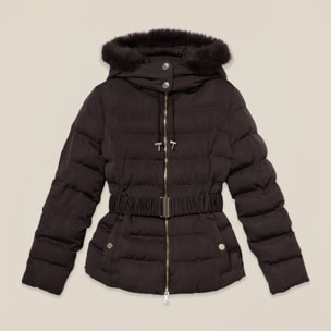 Oltre - Plumífero con capucha y cinturón en la cintura - Marrón