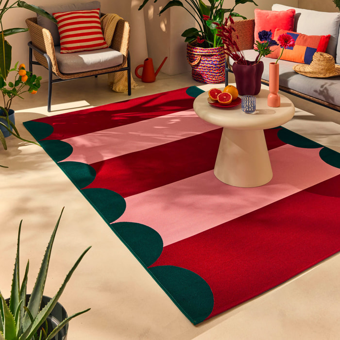 AZUR - Tapis intérieur/extérieur esprit art déco rouge