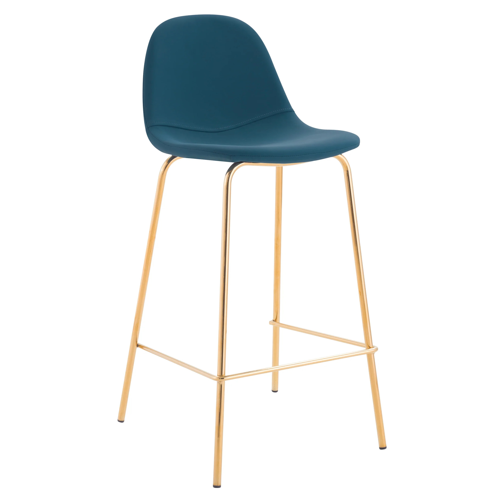 Lot de 2 chaises pour îlot central 65 cm en cuir synthétique bleu - Henrik
