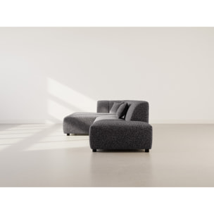 Curtis - canapé d'angle gauche 4 places sans accoudoir en tissu texturé - Gris foncé