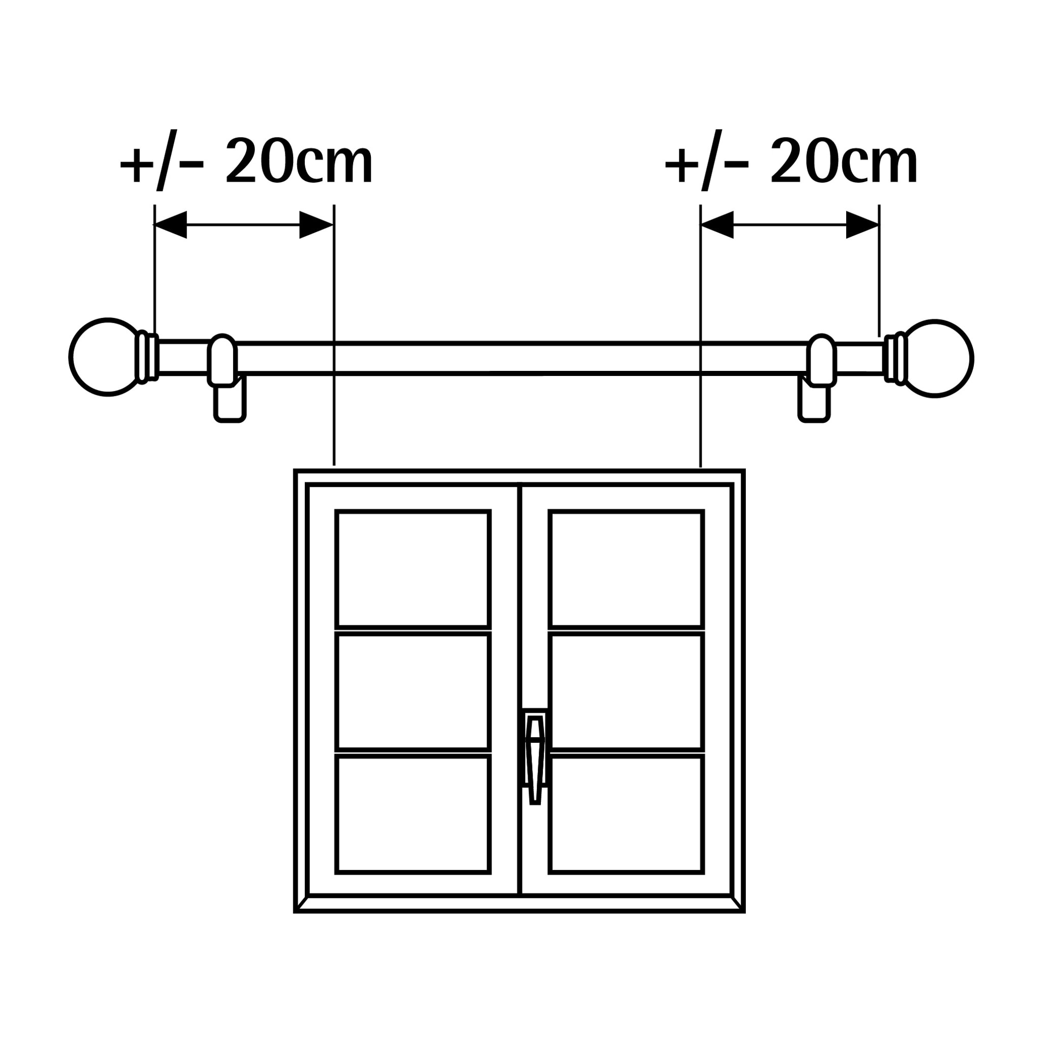 Tringle à rideau ø28mm Anneaux Argent 110-200cm