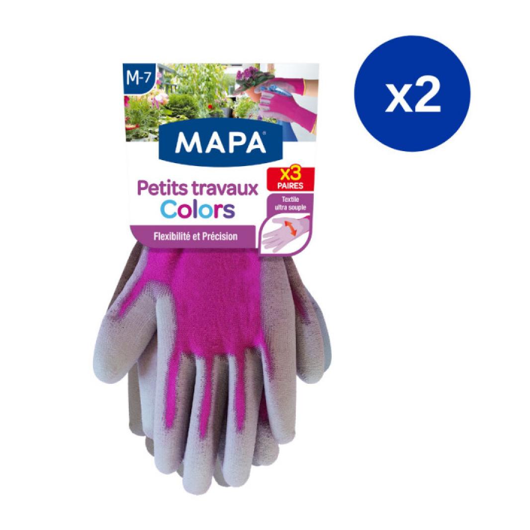 Pack de 2 - Mapa - Lot de 3 paires de Gants de Jardin Petits Travaux Colors - T.M (7)
