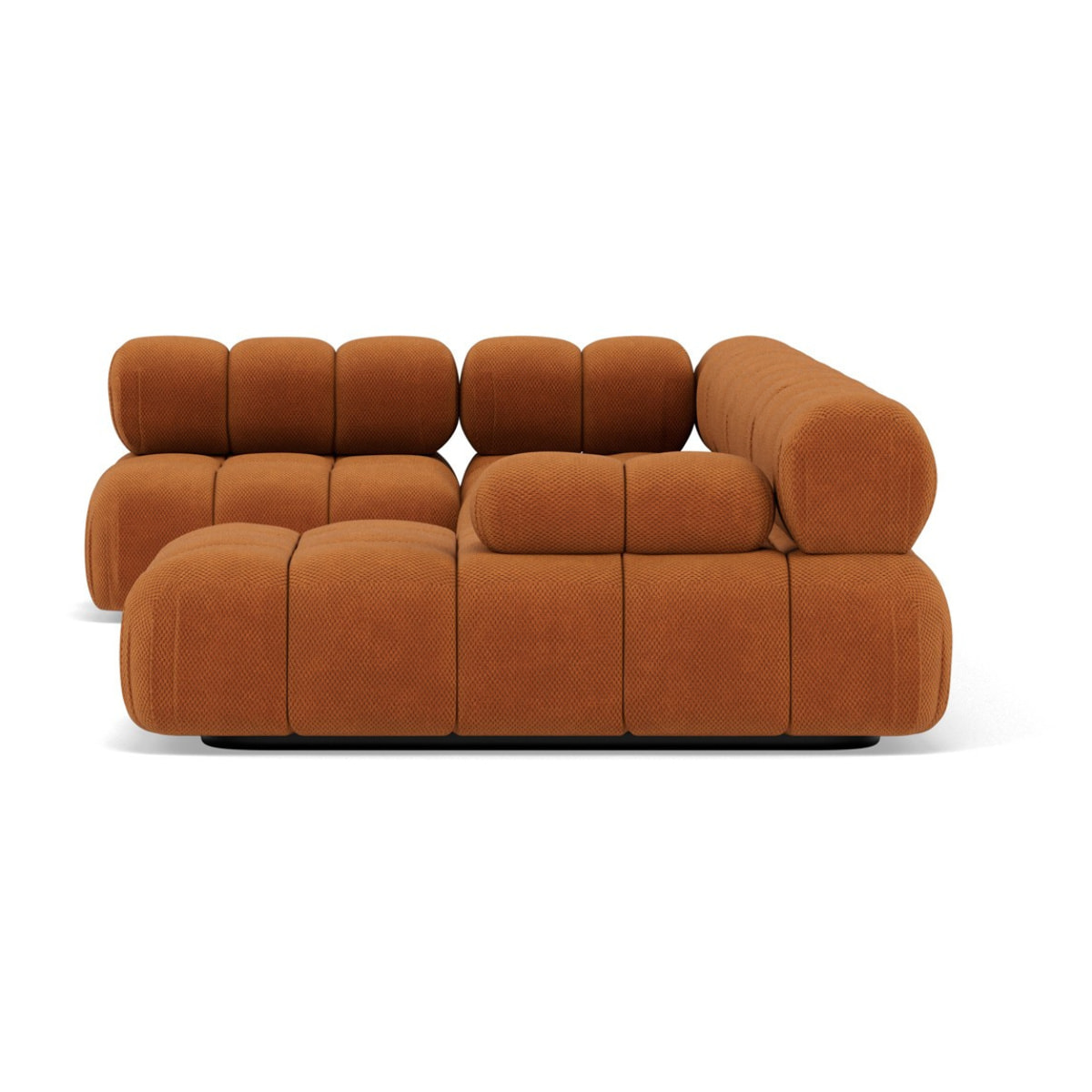 Ruby - canapé panoramique modulable d'angle gauche 7 places en velours texturé - Terracotta