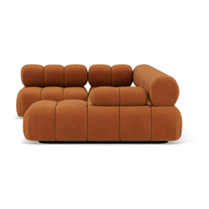 Ruby - canapé panoramique modulable d'angle gauche 7 places en velours texturé - Terracotta