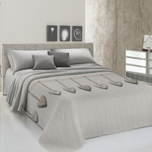Copriletto di cotone cuore appeso beige