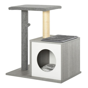 árbol Rascador de Gatos de Felpa y Sisal 59x39x62 cm Gris