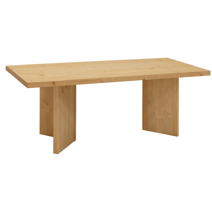 Mesa de centro de madera maciza en tono roble medio de 120x55cm Alto: 40 Largo: 120 Ancho: 55