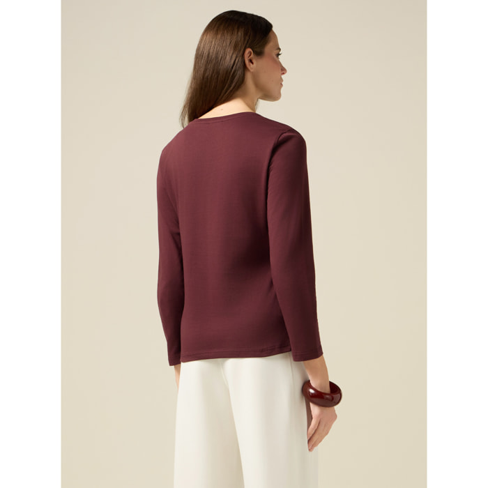 Oltre - T-shirt con spille - Bordeaux