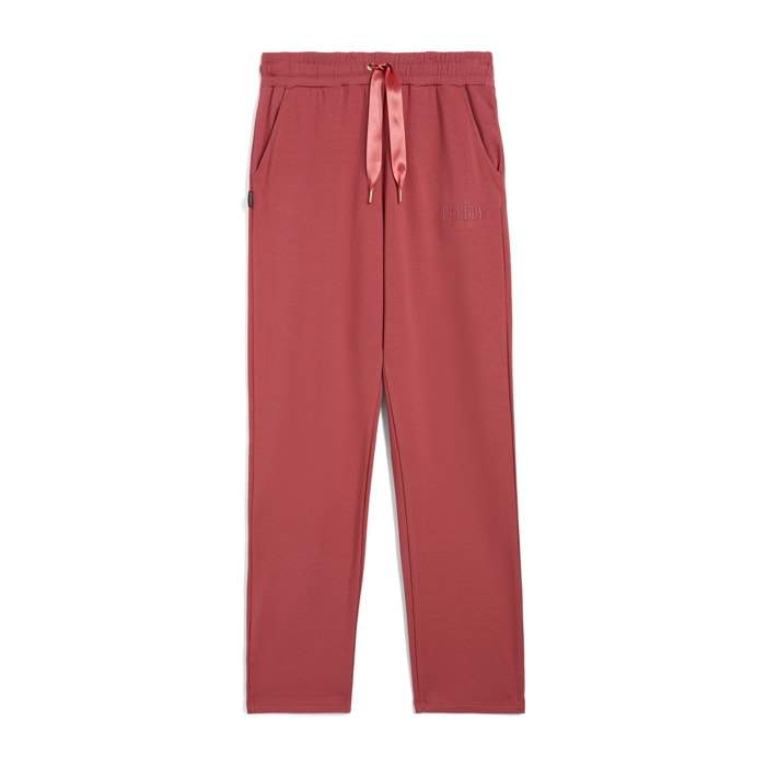 Pantaloni regular fit in felpa viscosa con fondo dritto