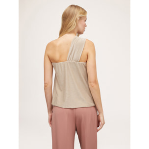 Motivi - Top de un solo hombro en lúrex - Beige