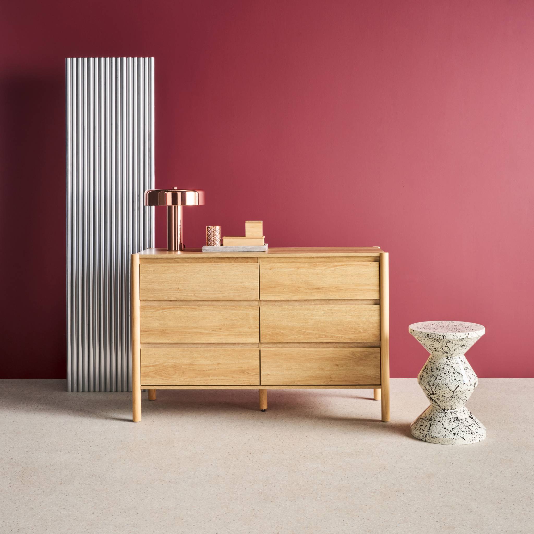 Commode décor bois 6 tiroirs  HARMONY