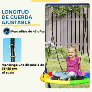 Columpios para Niños de +3 Años 6 en 1 Columpios Jardín Exterior con Columpio Nido Cuerda con Disco Red para Escalar Escalera y Aro de Baloncesto Multicolor