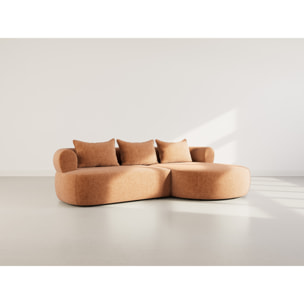 Angela - canapé d'angle droit 4 places en velours texturé - Terracotta