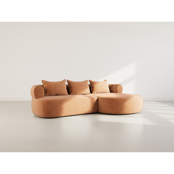 Angela - canapé d'angle droit 4 places en velours texturé - Terracotta