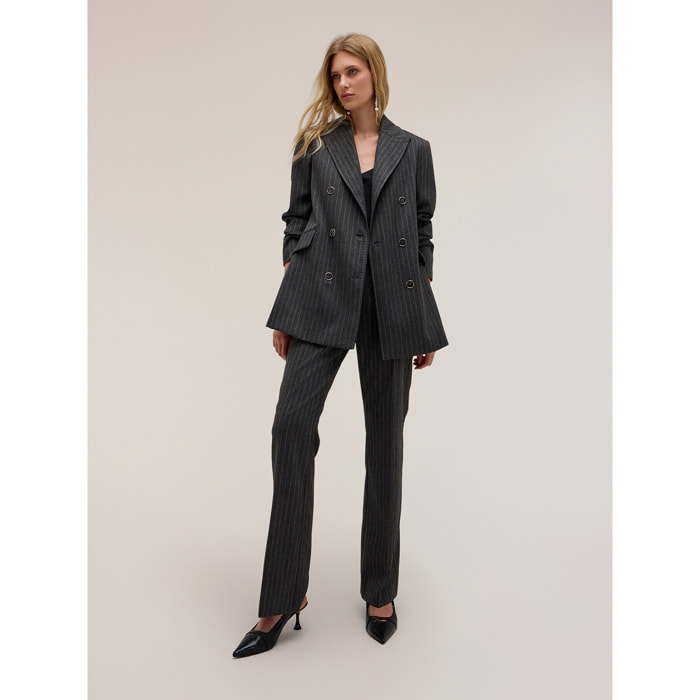 Motivi - Pantaloni flare gessati The Tailoring Lab - Grigio