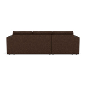 Topaze - canapé d'angle réversible 4 places convertible avec coffre en simili - Marron