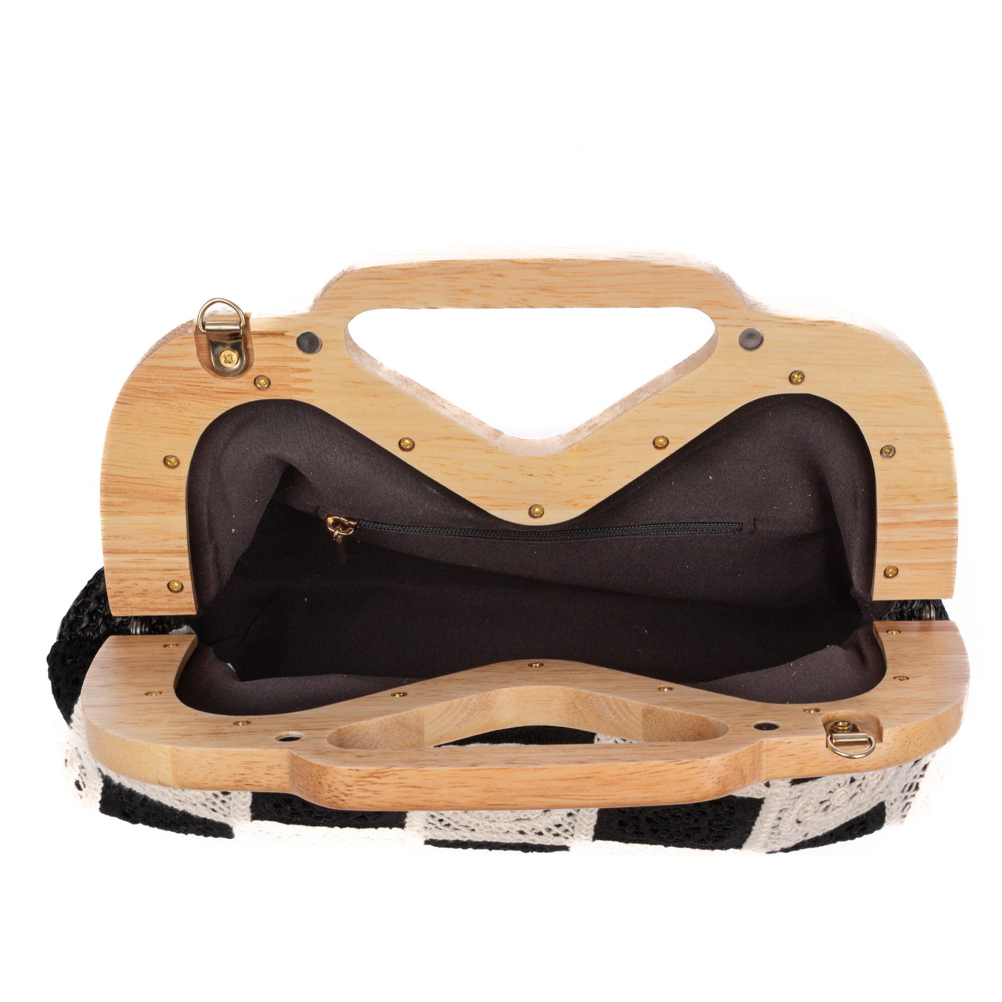 Bisenzio Bolso de mano Mujer. Fabricado en madera natural, algodón y paja trenzada.