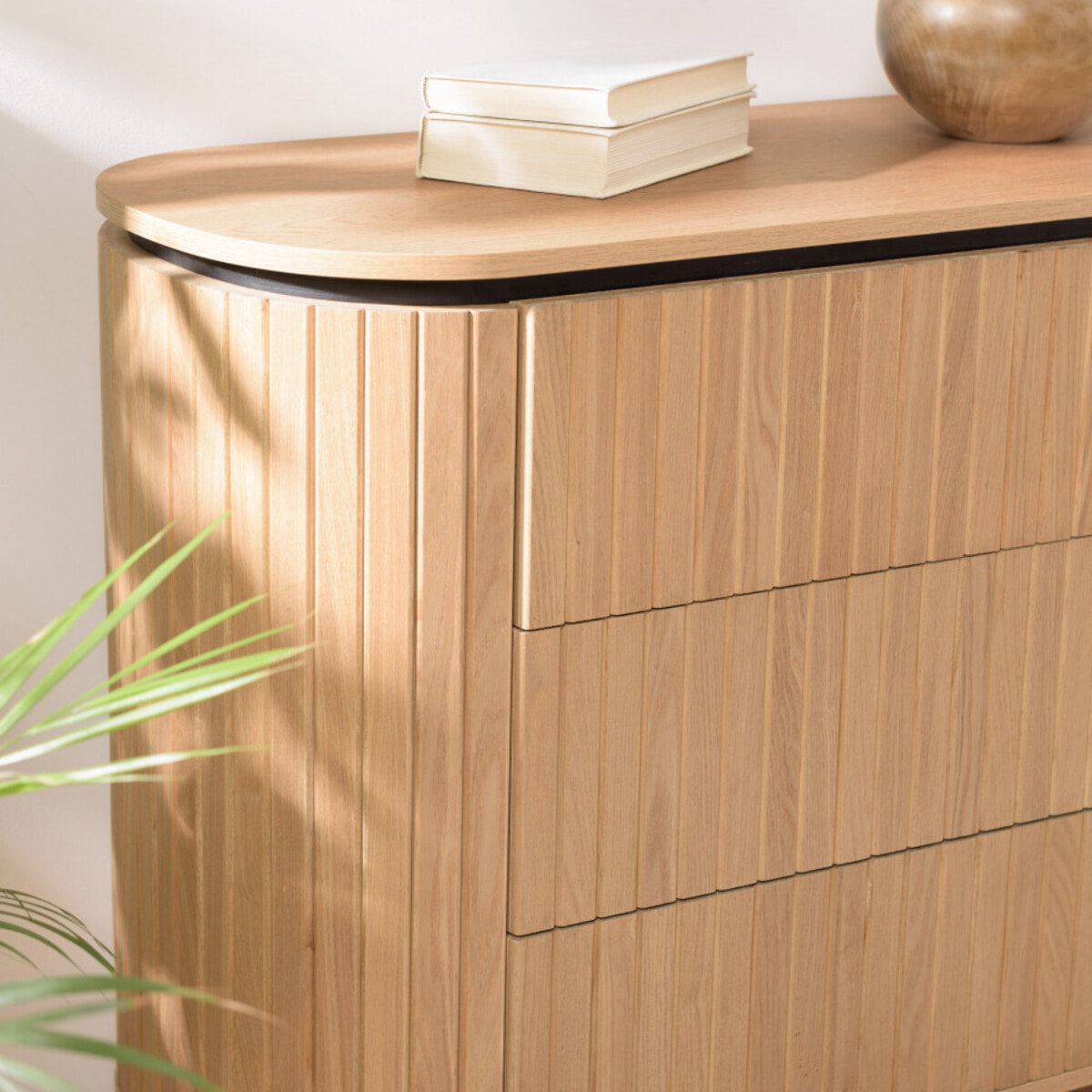 CHARLIE - Commode marron 3 tiroirs style rétro Pin pieds métal noir