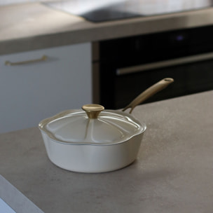 Sauteuse en aluminium recyclé beige 24cm en forme de fleur DAHLIA