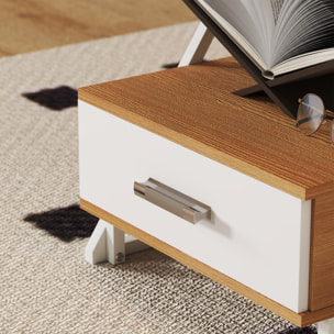 Juego de 2 Mesas Auxiliares para Salón Mesitas Auxiliares en Forma de Z con Cajón y Compartimento Mesita Auxiliar para Salón Dormitorio 40x35x50 cm Madera Natural