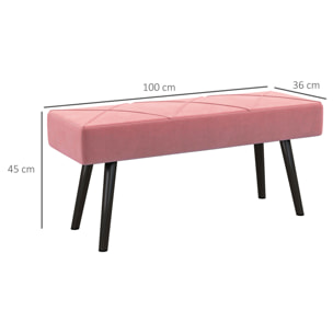 Taburete Pie de Cama Multifuncional Banco Pie de Cama Moderno Banco Dormitorio con Pies de Acero y Asiento Acolchado Carga 120 kg para Entrada Pasillo 100x36x45 cm Rosa