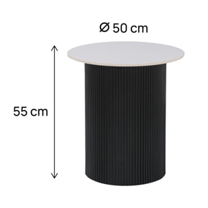 Table d'appoint, bout de canapé, table de chevet en céramique "Eclat" - 50 x 50 x 55 cm - Blanc