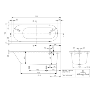 Baignoire droite VILLEROY ET BOCH Oberon Quaryl