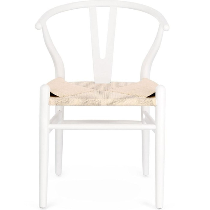 Set di sedie ARTAS in legno di olmo bianco e seduta corda di carta naturale