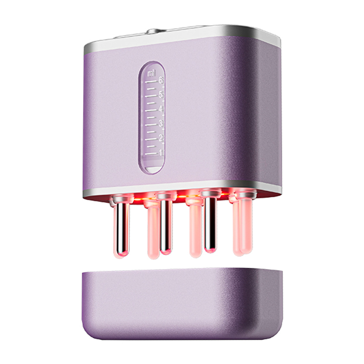 DAM Aplicador de lociones/medicamentos capilares con tratamiento de luz roja para el pelo. Cerdas de cuerno de vaca. 5,5x3x6,5 Cm. Color: Violeta