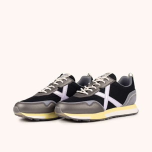Zapatilla Deportiva Urbana en Negro y Gris con Detalles Lavanda MUNICH NEXT WMN 22
