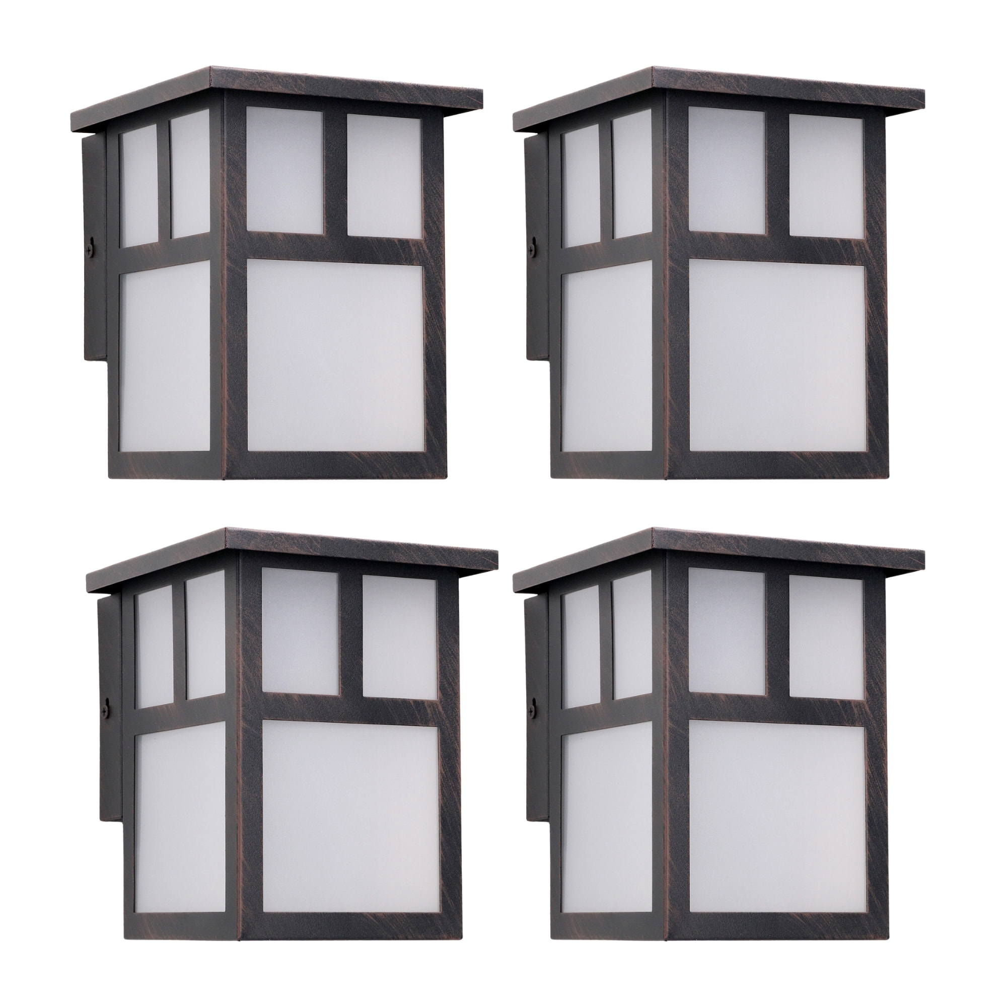 Osaka (4 unidades) Aplique de Pared Exterior Rústico de Estilo Japonés. Bombilla E27. Lámpara Jardín IP23 Marrón Óxido