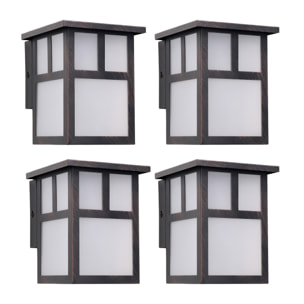 Osaka (4 unidades) Aplique de Pared Exterior Rústico de Estilo Japonés. Bombilla E27. Lámpara Jardín IP23 Marrón Óxido