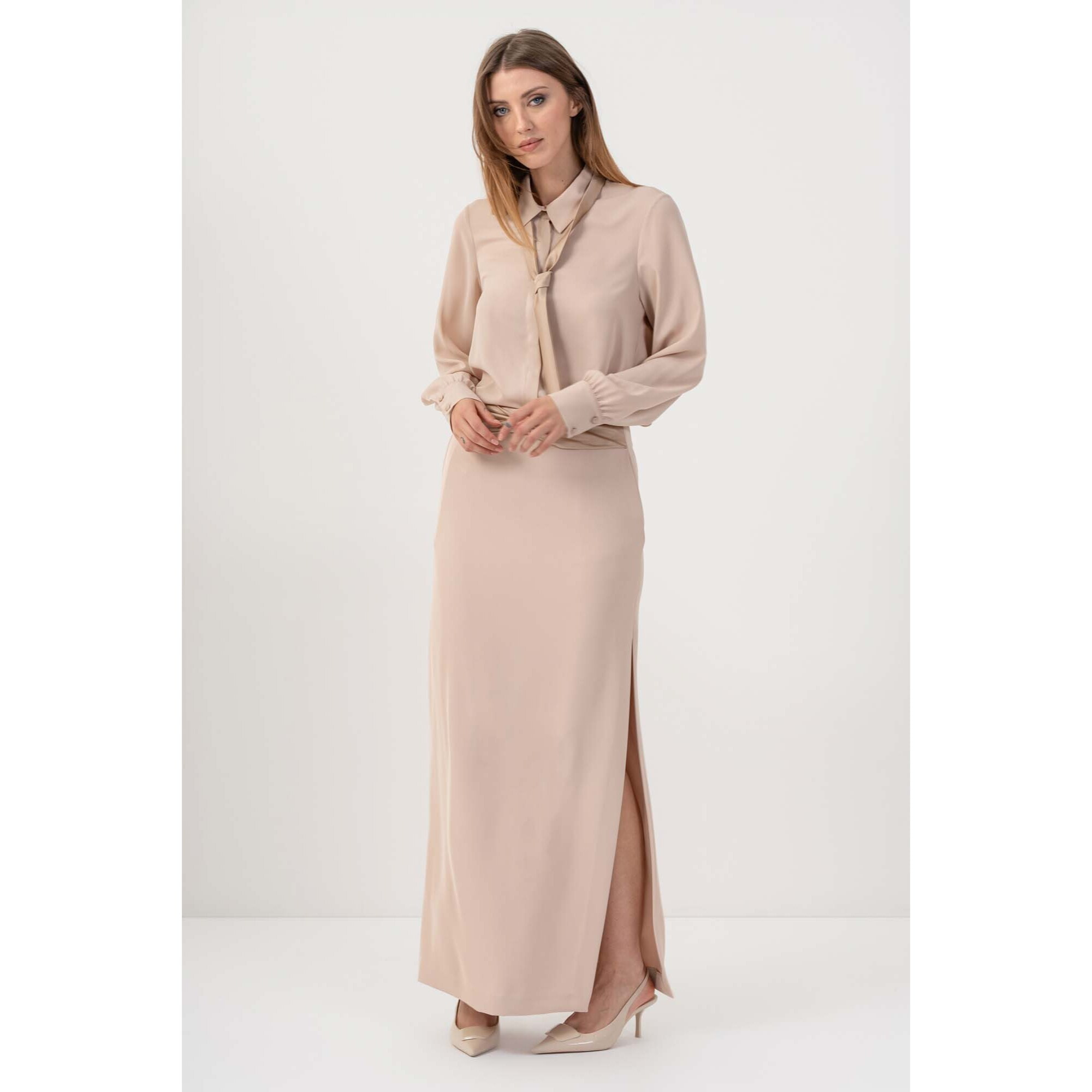 Kocca - Blusa elegante con cravatta Donna, Tinta unita, Girocollo
