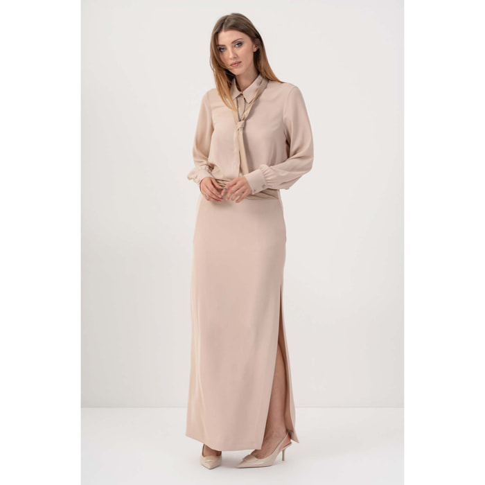 Kocca - Blusa elegante con cravatta Donna, Tinta unita, Girocollo